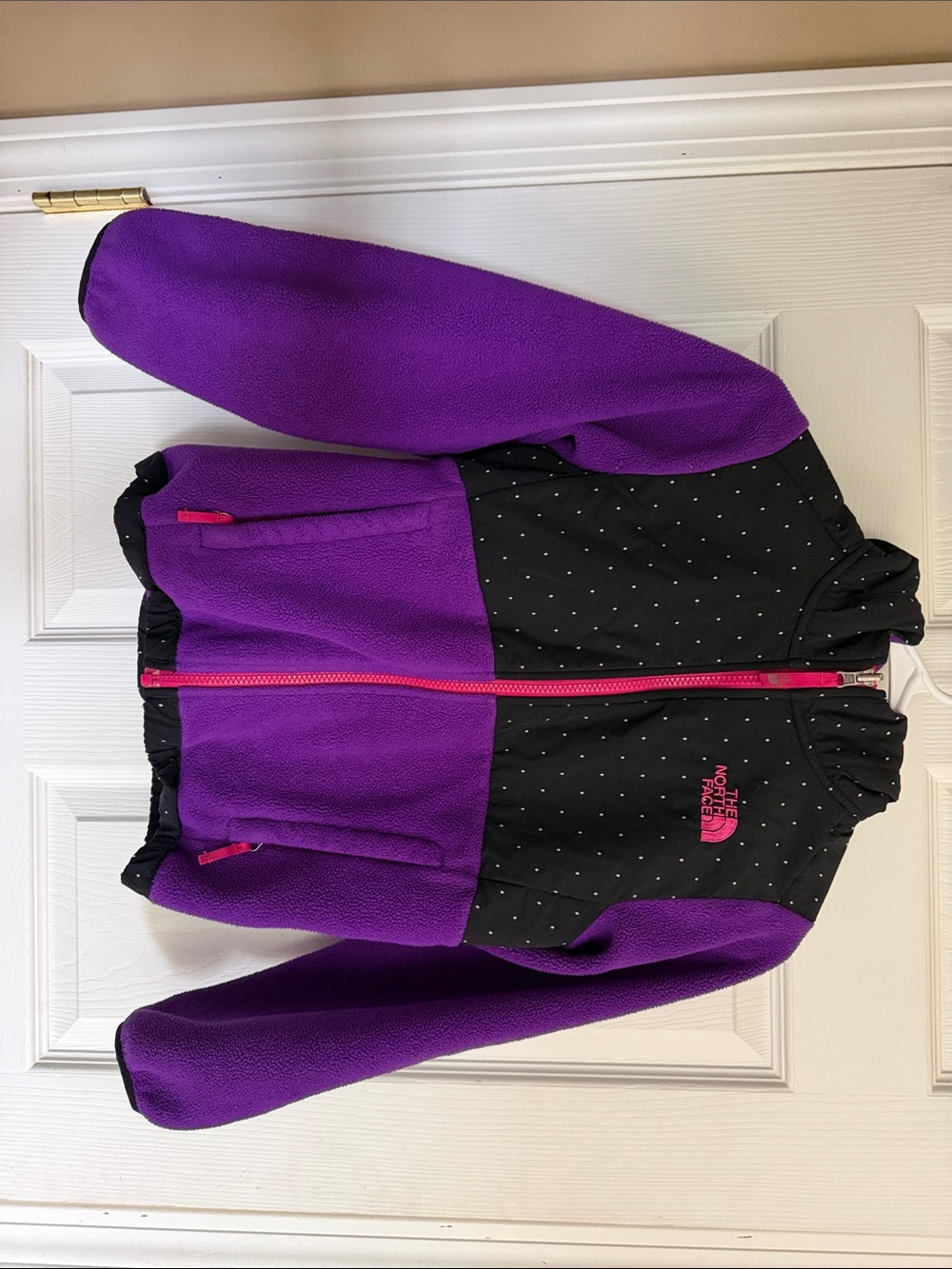Girls purple and black The North Face fleece size 7/8.